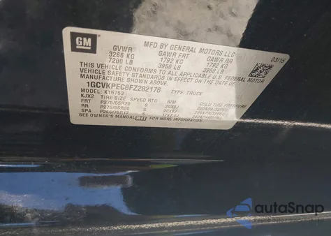 2015 Chevrolet Silverado 1500 Ls из США, поврежденный, VIN 1GCVKPEC8FZ282176